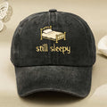 Still Sleepy Embroidered Cap with Bed Design & Iconic - Vintage Washed Black Hat Suitable for Men & Women, Machine Washable, for, for, for - Anniversary Gift for Sleepy Fans