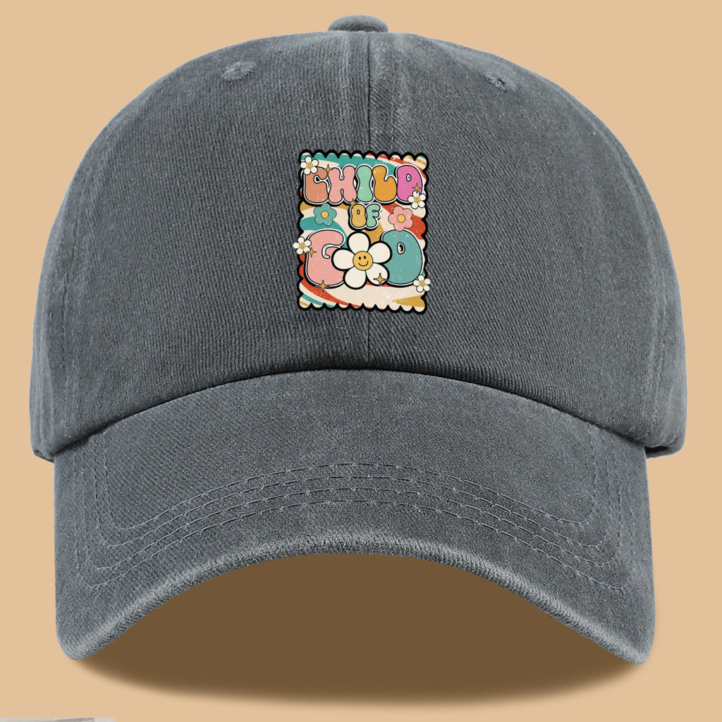 1pc "CHILD OF GOD" Vintage Fun Floral Print Baseball Cap, Comfortable and Breathable Sun Hat, Stylish, Colorful, and Beautiful, Unisex Adjustable Baseball Cap, Casual Street Fashion Hat, Outdoor Sun Hat for Sunbathing, Suitable for Daily Outings