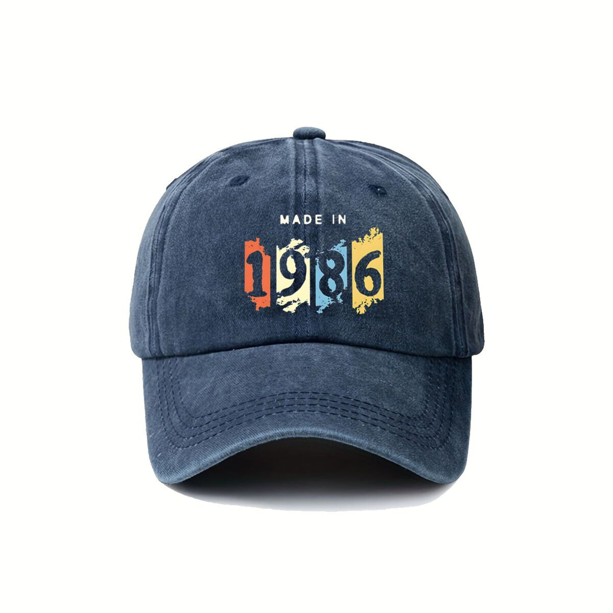 1986 Colorful Text Vintage Washed Distressed Duckbill Cap Unisex Outdoor Baseball Cap Adjustable Washed Vintage Style Lightweight Breathable Golf Cap