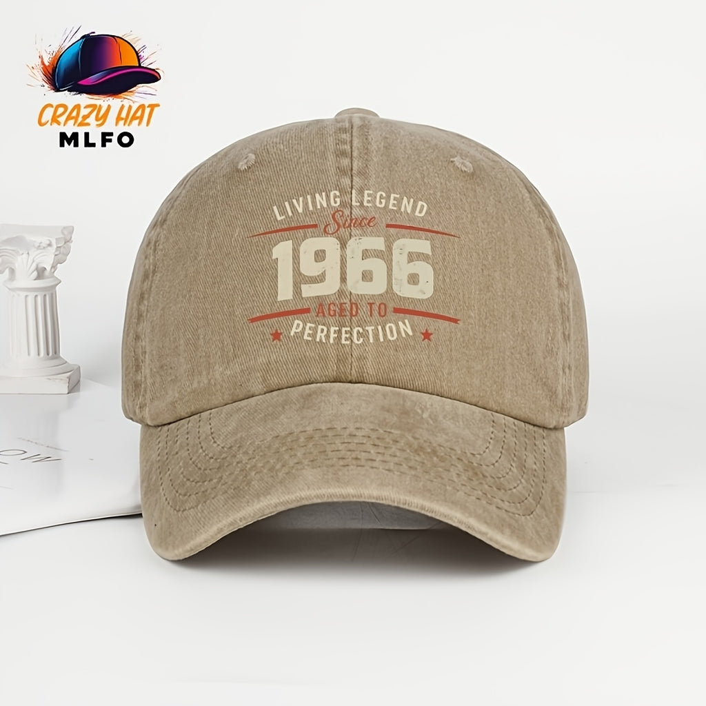 MLFO Life Legend Vintage Washed Baseball Cap Since 1966 - Adjustable Dad Hat, Suitable for Beach Trips And Outdoor Sports, Lightweight And Breathable, Unisex Vintage Curved Brim, Trendy Dad Hat for Men And Women, Breathable, Comfortable, Soft