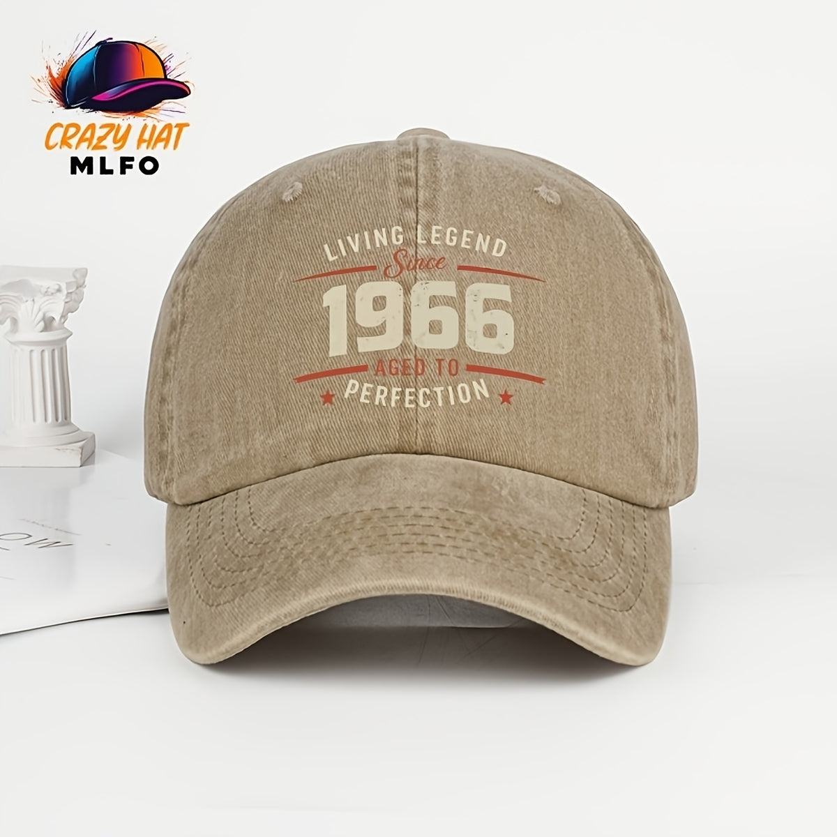MLFO Life Legend Vintage Washed Baseball Cap Since 1966 - Adjustable Dad Hat, Suitable for Beach Trips And Outdoor Sports, Lightweight And Breathable, Unisex Vintage Curved Brim, Trendy Dad Hat for Men And Women, Breathable, Comfortable, Soft