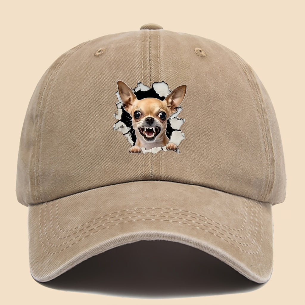 1pc Chihuahua Dog Print Trucker Hat - Adjustable Unisex Baseball Cap with Chihuahua Pattern, Soft-Top Curved Brim & Machine Washable Polyester Cap Suitable for Outdoor, Gifts for,, for Men and Women, for - Wear