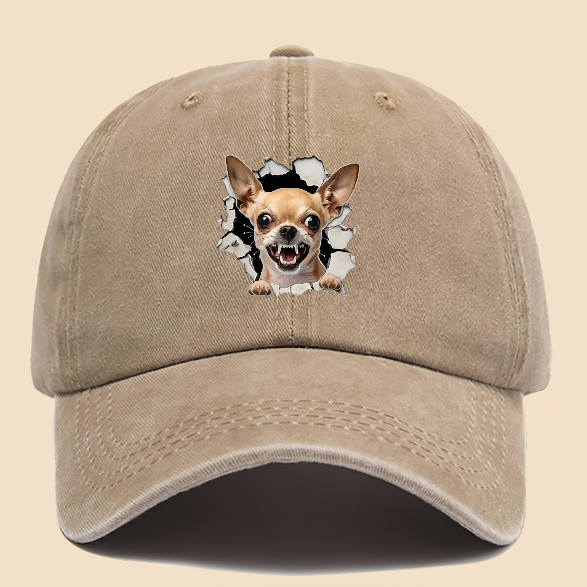 1pc Chihuahua Dog Print Trucker Hat - Adjustable Unisex Baseball Cap with Chihuahua Pattern, Soft-Top Curved Brim & Machine Washable Polyester Cap Suitable for Outdoor, Gifts for,, for Men and Women, for - Wear