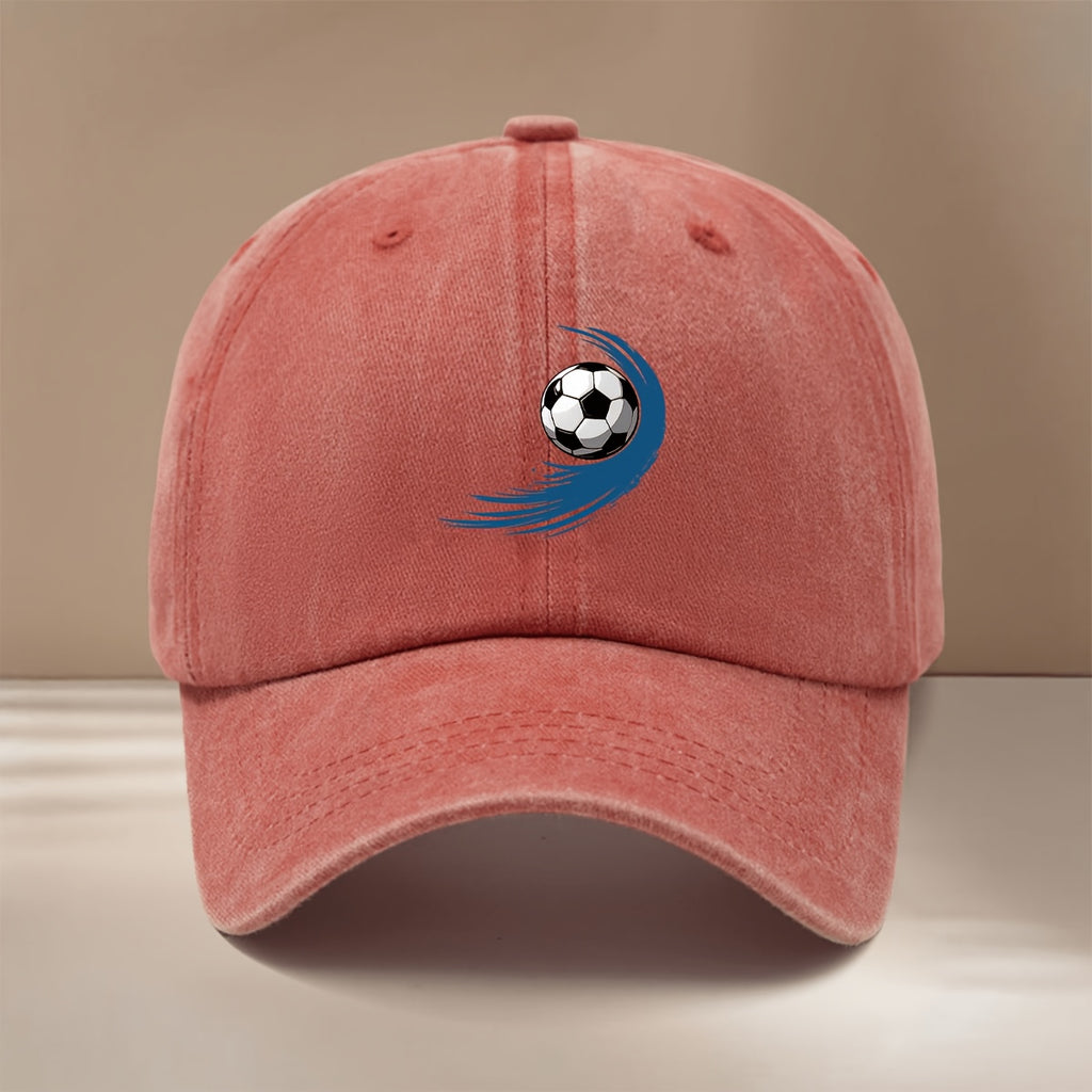 This Is a Baseball Cap with a Football Pattern Featuring Blue Swirling Lines. It's a Unisex, Adjustable-size Casual Hat Suitable for All Seasons. The Trendy, Lightweight Snapback Is Perfect for Outdoor Sports, Gatherings, Camping, and as a  Fashion