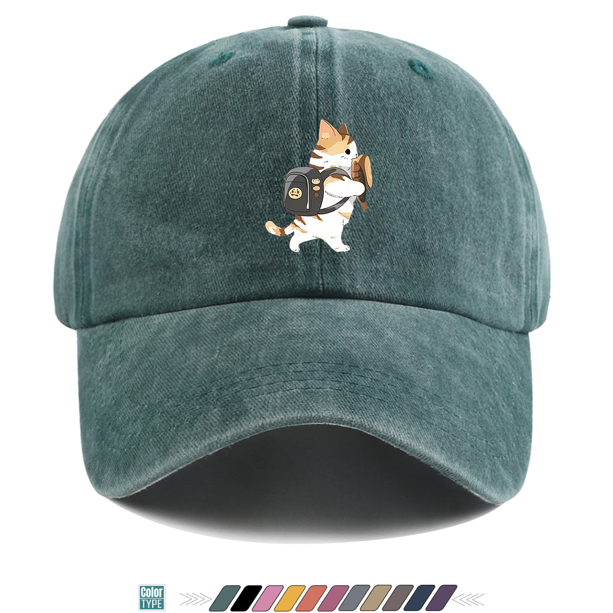 1pc Cartoon Orange White Cat Back Bag Fish Dry Print Baseball Cap Cute Fun Sun Hat Fashion Casual All-Match Unisex Baseball Cap Adjustable Size Daily Hat Commute Street Style Suitable for Daily Outing Shopping Dating Walking Weekend Gatherings Comfo