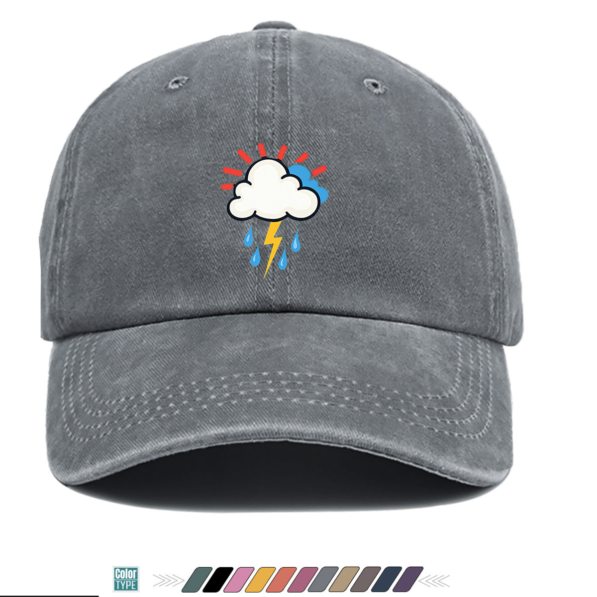 1pc 1pcs Unisex Adjustable Baseball Cap with Cloud Lightning Raindrop Print, Outdoor Sports Hat, Suitable for Daily Wear, Camping, Music Festivals, Cycling, Travel -  Gift for Men & Women, Birthday Present