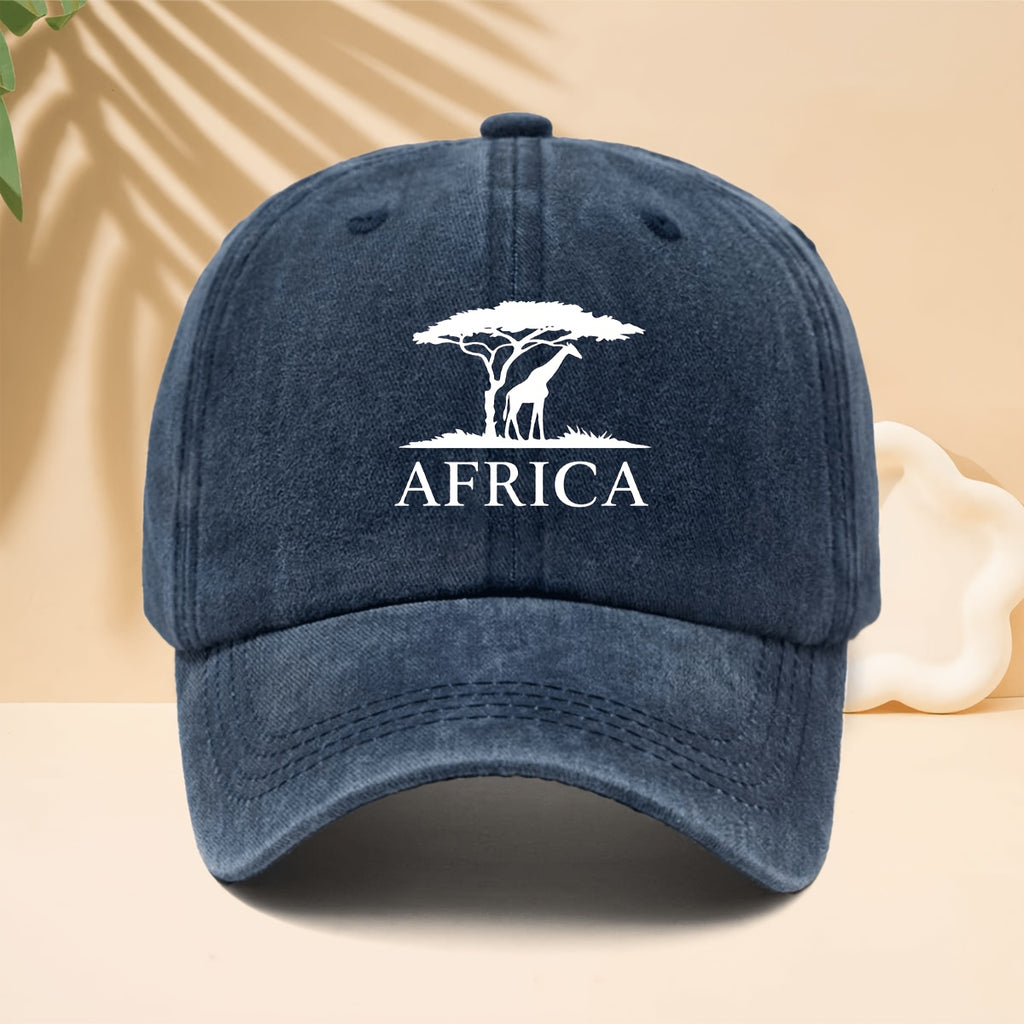 Men' & Women' Africa Trucker Hat with AFRICA Print & African Savanna Wildlife Design - Adjustable Duckbill Cap, Soft Top Suitable for Outdoor Travel, Casual Wear, Parties, Durable Unisex for All-Season (Neutral Style)