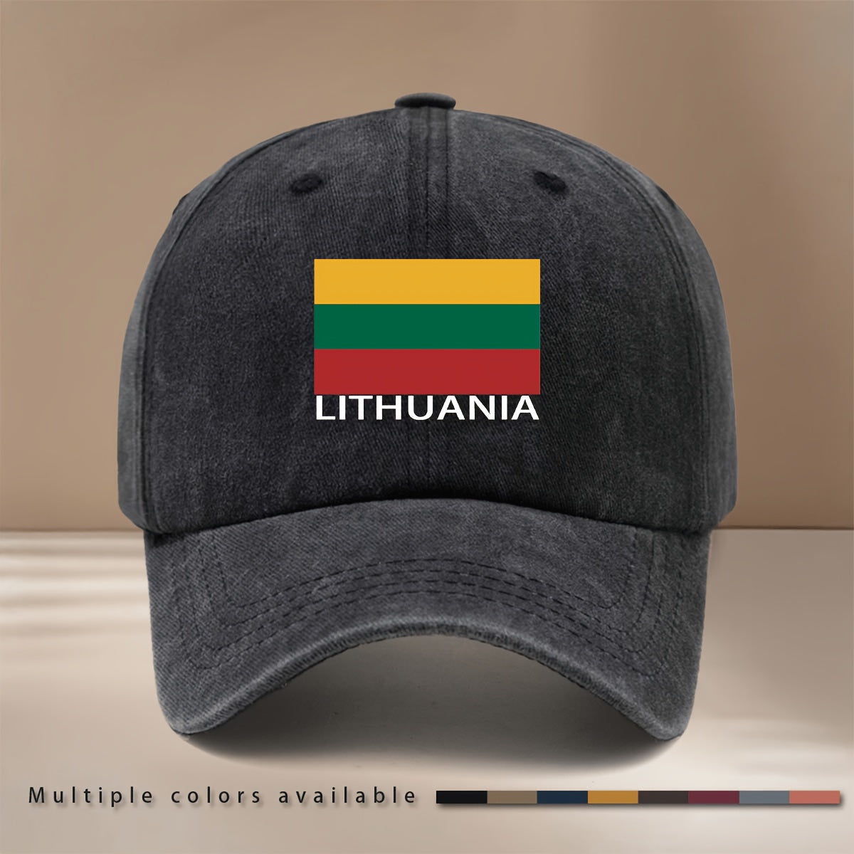LITHUANIA Letter Flag Printed Pattern Baseball Cap Easy Comfortable Hip-Hop Hat All-Season Versatile Textured Brim Cap Lightweight Individual Duckbill Cap Unisex 6-Panel Cap Sports Event Support Matching Casual Hat Adjustable Size Style Trendy Fashi