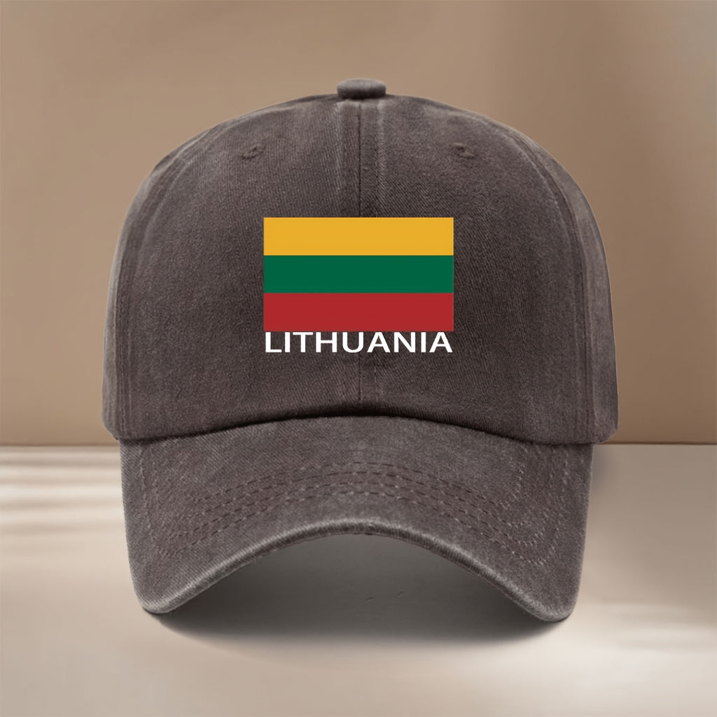 LITHUANIA Letter Flag Printed Pattern Baseball Cap Easy Comfortable Hip-Hop Hat All-Season Versatile Textured Brim Cap Lightweight Individual Duckbill Cap Unisex 6-Panel Cap Sports Event Support Matching Casual Hat Adjustable Size Style Trendy Fashi