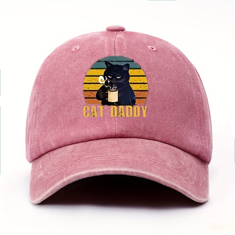 COFFE CAT DADDY Rainbow Pattern Print Adjustable Washed Men'S Baseball Cap Outdoor Fishing Dad Hat