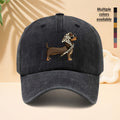 Trendy Cool Sausage Dog Theme Washed Distressed Baseball Cap Trucker Cap Unisex All-Match Fashion Casual Hat All-Season Universal Street Hip-Hop Hat Adjustable Size Soft Top Hat Curved Brim Design Non-Discriminatory Face Shape Suitable for Daily