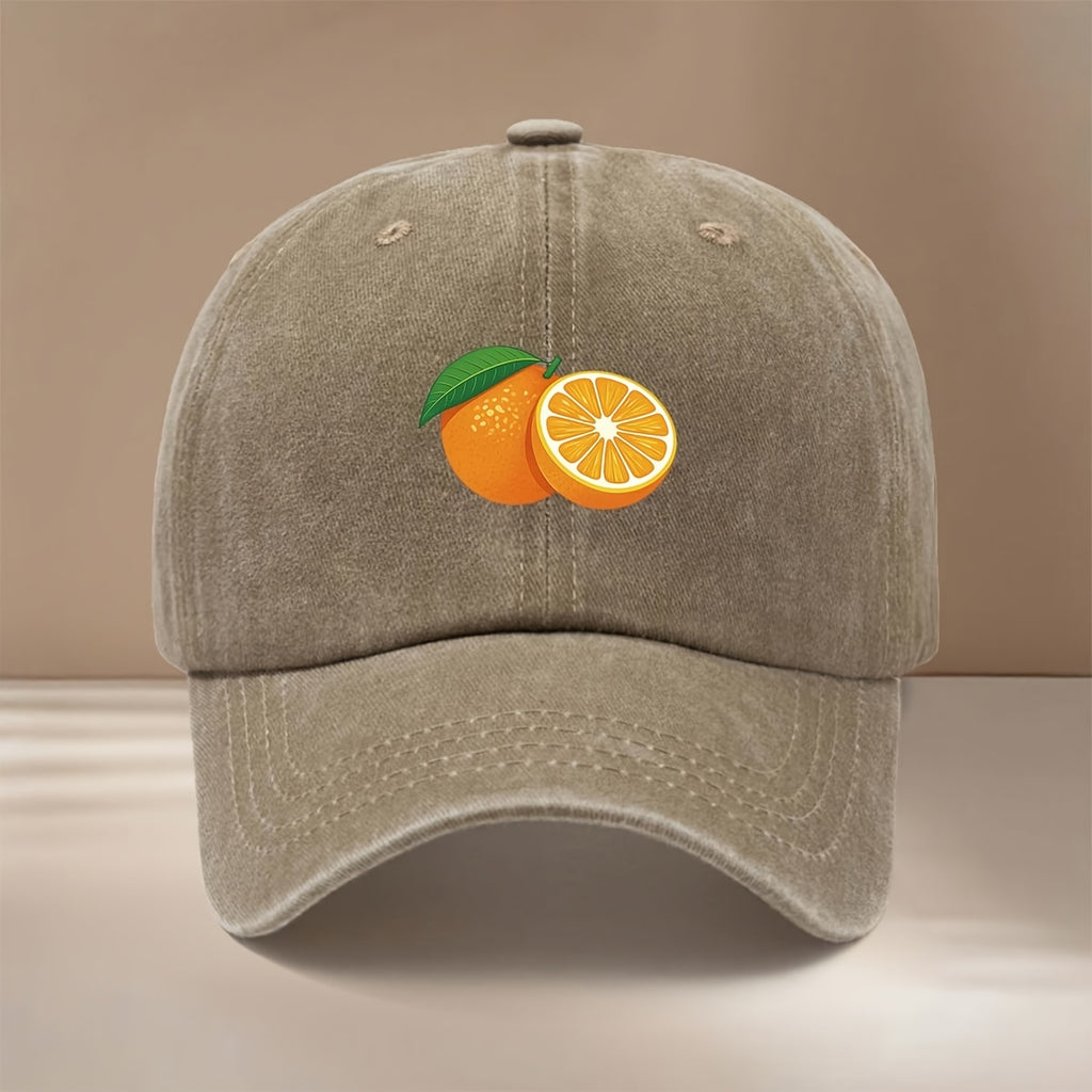 This Is a Baseball Cap with a Fresh Orange Slice Print Pattern. It's a Trendy, , Adjustable-size Curved-brim Hat Suitable for Both Men and Women. The Lightweight and Comfortable Snapback Cap Is Perfect for Outdoor Sports, Dinners, Camping, and Other