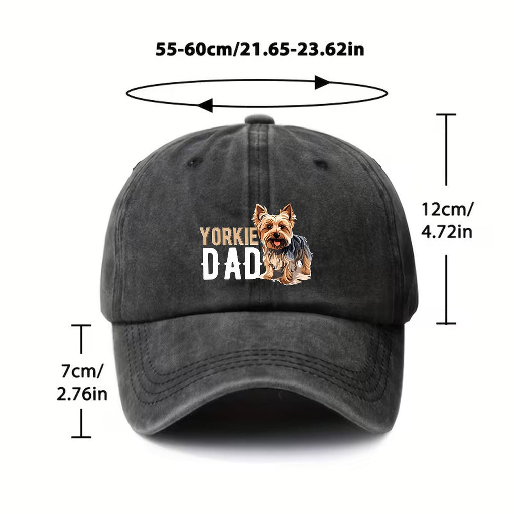 for yorkshire Terrier Dad Hat - Adjustable Snapback Hat, Suitable for Yorkshire Terrier Owners, with "YORKIE DAD" Design, Machine Washable Gift for Pet Parents, Suitable for Yorkshire Terrier Owners - Unisex Hat