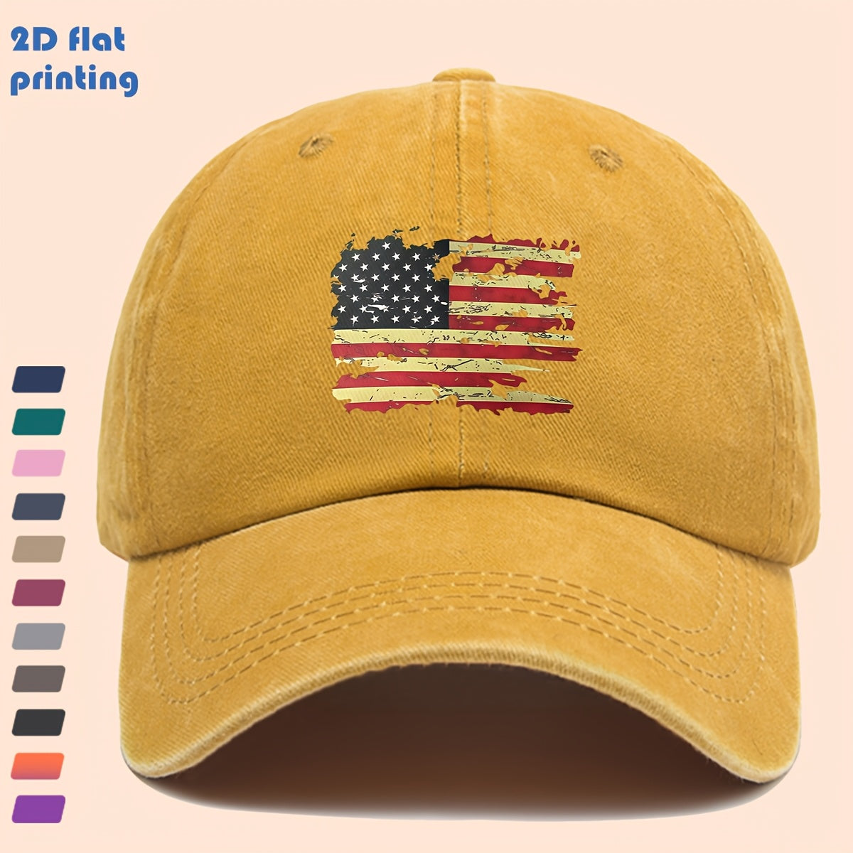 Distressed-Cut USA Flag Baseball Cap with Star-And-Striped Print, Suitable for Daily Wear, Stylish And Trendy Decorative Sun Hat, Comfortable And Lightweight Trucker Sun Hat, Adjustable Strap Dad Hat, Perfect for Street Casual Wear