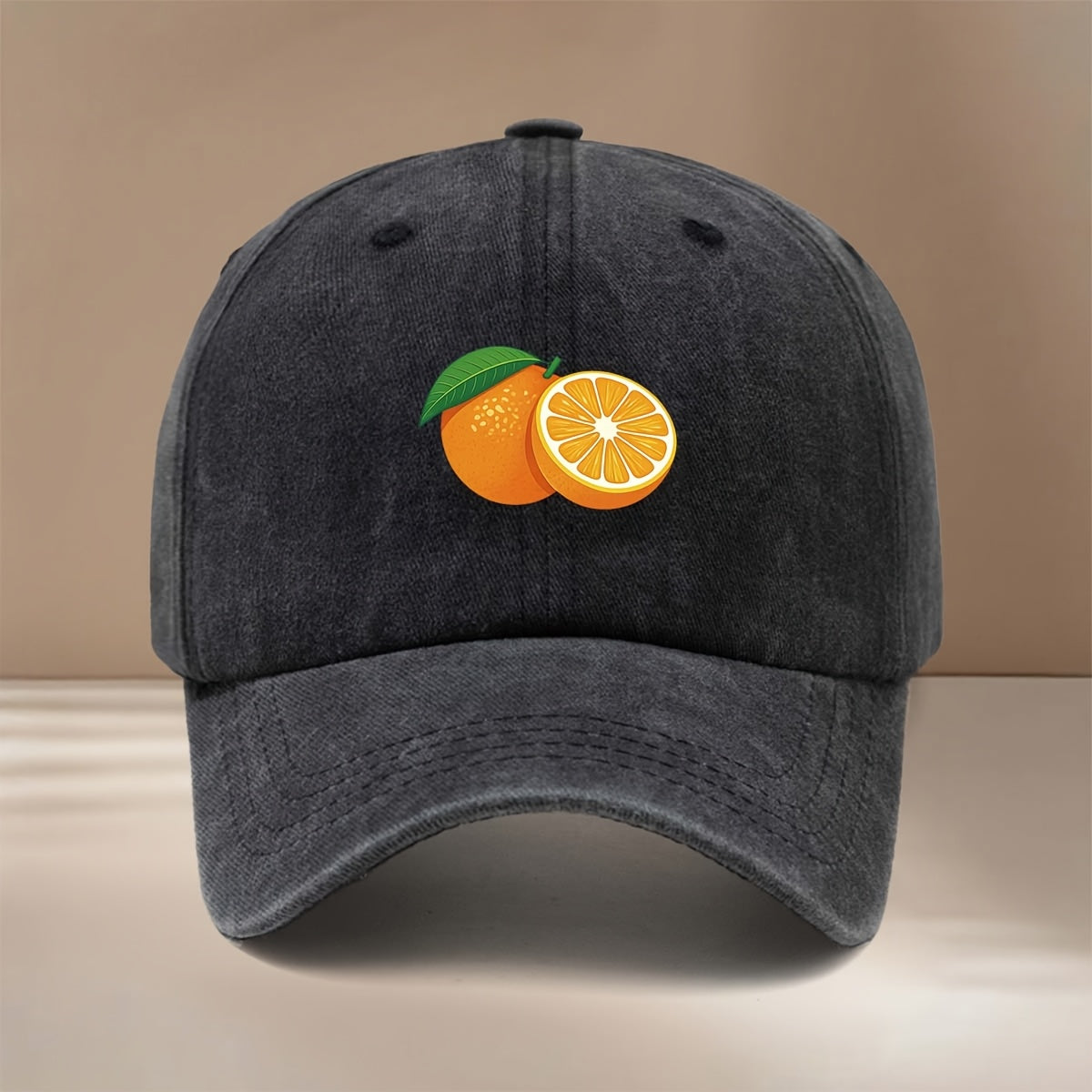 This Is a Baseball Cap with a Fresh Orange Slice Print Pattern. It's a Trendy, , Adjustable-size Curved-brim Hat Suitable for Both Men and Women. The Lightweight and Comfortable Snapback Cap Is Perfect for Outdoor Sports, Dinners, Camping, and Other