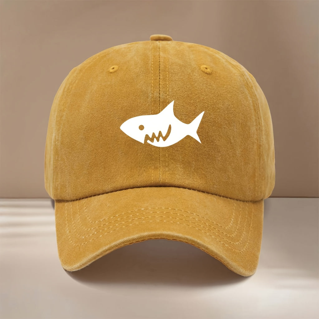 This Is a Stylish And Lightweight Baseball Cap Featuring a Cartoon Shark Design. It Is Adjustable in Size And Suitable for Both Men And Women, Making It a Trendy Choice for Outdoor Sports, Gatherings