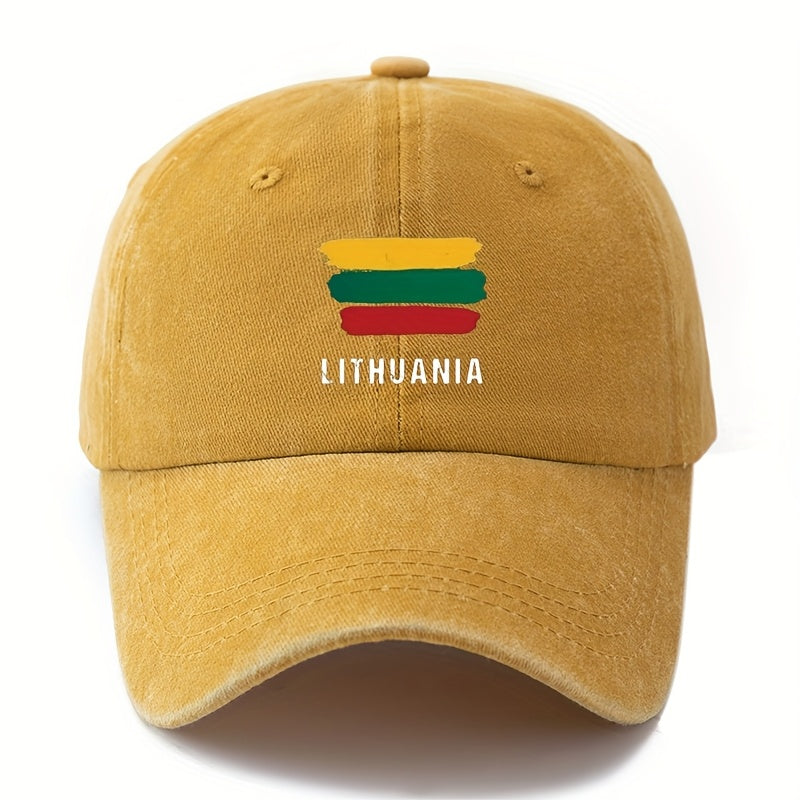 MAKEFGE Baseball Cap - Lightweight Vintage Washed Truck Driver Hat with LIYHUANIA Letters, Unisex Outdoor Camping, Travel Hat in Black/, for Men & Women (Multi-Color Options), Casual Headwear, Curved Brim Design, Rugged Texture