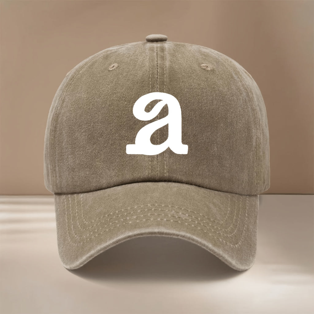 Baseball Cap with "a" Letter Graphic Print, Stylish and Unique Snapback Hat for Men and Women, Hip-hop Style Cap for Vacation, Travel, Gatherings, and Camping. Lightweight and Comfortable with a Curved Brim That Slims the Face. Adjustable Size.