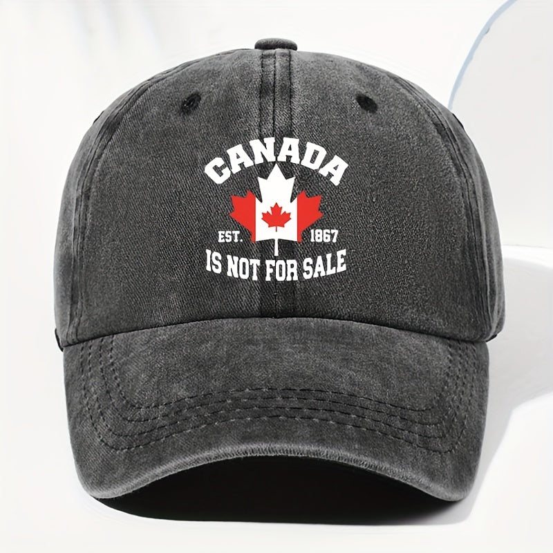 Unisex Canadian CANADA Maple Leaf Print Washed Vintage Baseball Cap, Fashionable Sun Outdoor Hat for Men and Women, Adjustable Trucker Hat Suitable for All Seasons and Daily Wear