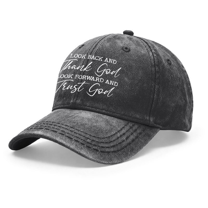 1pc Vintage Washed Unisex Baseball Suitable for Outdoor & Casual Wear, Adjustable Faith Quote Religious with Verse Design, Gift for Men & Women, Prayer for Church, Daily Wear, Printed Design