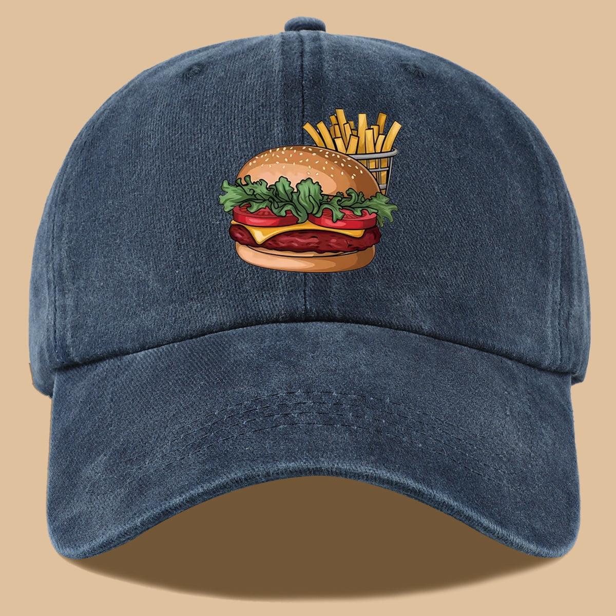 1pc Cartoon Style Food Illustration Fun Printed Full Hamburger Baseball Cap Lightweight Comfortable Breathable Sun Hat Fashion Easy Beautiful Men And Women Baseball Cap Adjustable Size Truck Driver Dad Hat Mom Beach Vacation Hat Suitable for Outdoor