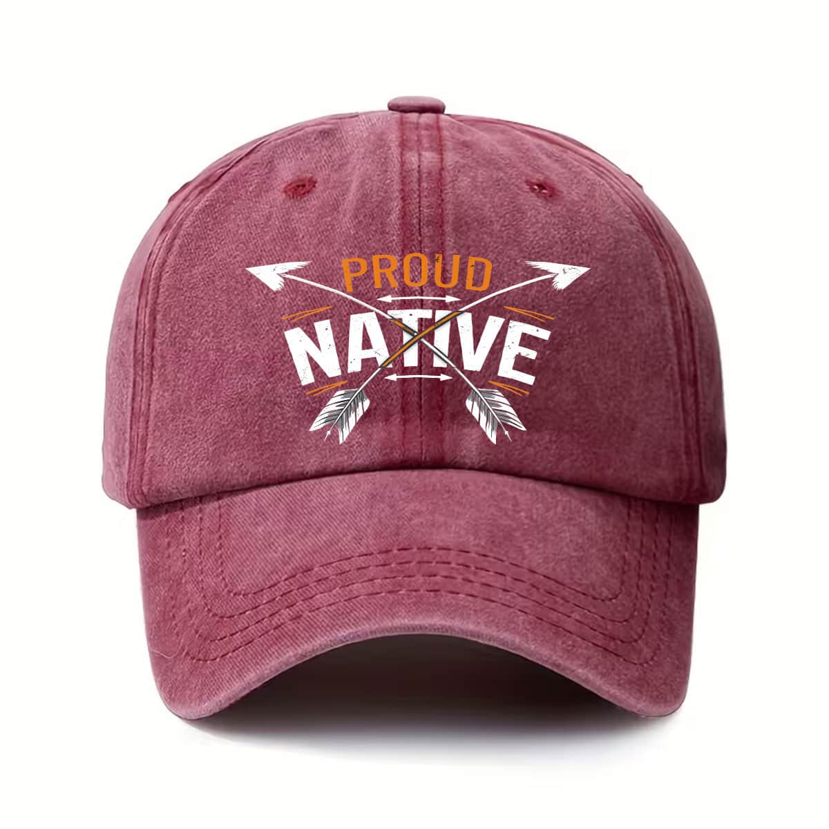 A Vintage Native American Indian Arrow Print Baseball Cap - Adjustable and Unisex, Featuring Proud Native American Totems, Suitable for Everyday Casual and Outdoor Wear. The Arrow Pattern Design Also Makes It a Great Gift Option