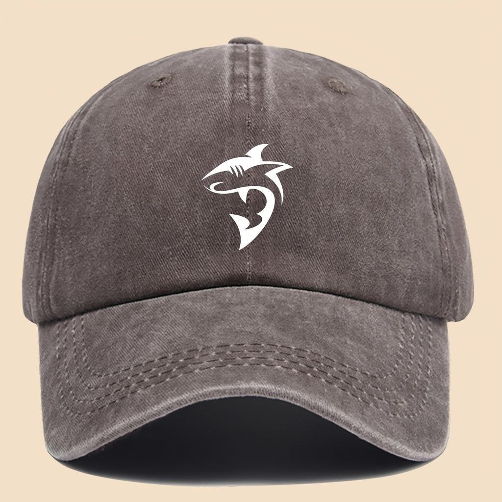 1 Unisex Ocean-themed Baseball Cap with White Shark Print- Breathable and Adjustable Dad Hat, Suitable for Skateboarding, Hiking, and Fishing| Fashionable Outdoor Accessories for Couples, Perfect Gift for Birthdays, Christmas, Halloween, Thanksgiving