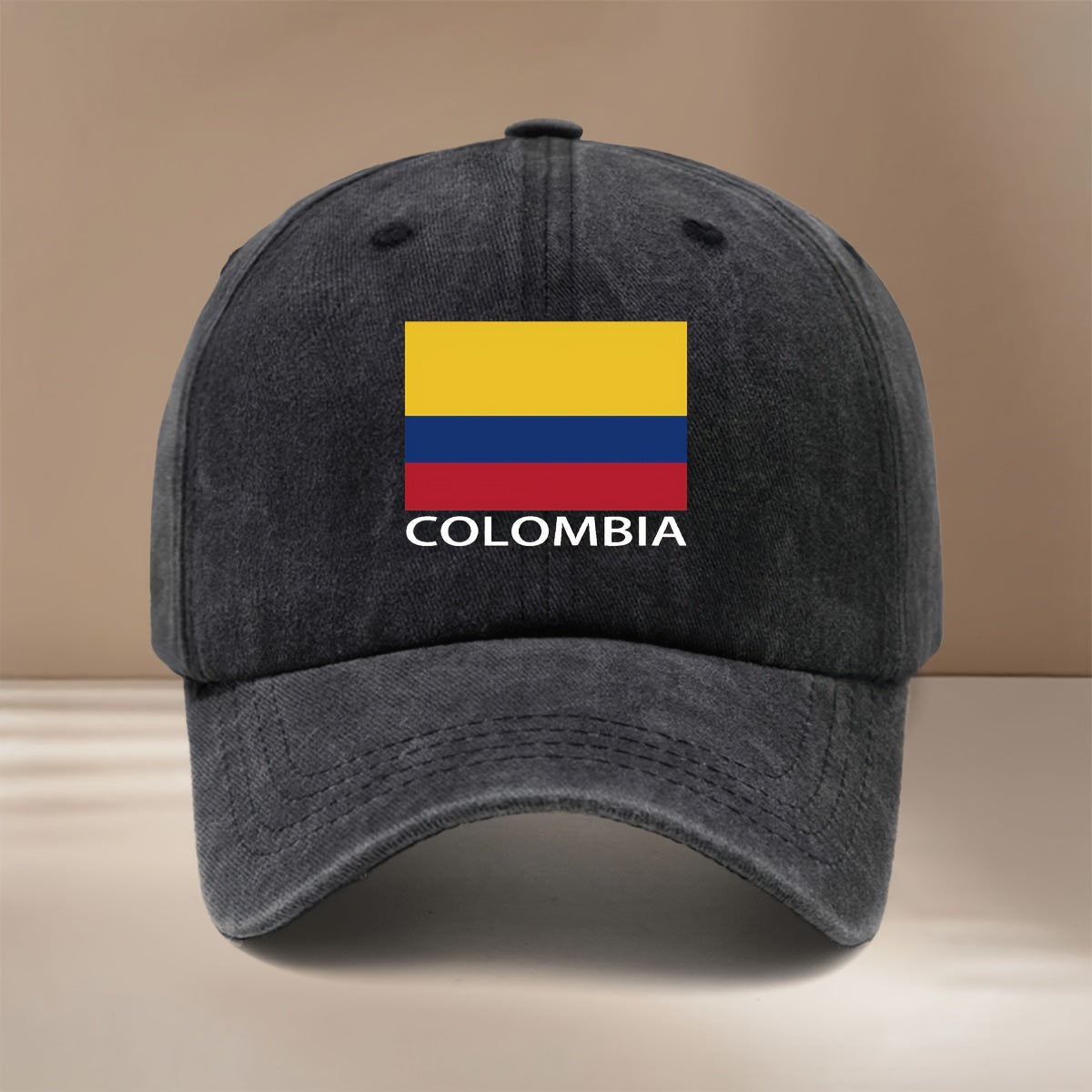 COLOMBIA Text Graphic Baseball Cap, Simple and Trendy Hip-Hop Hat for Men and Women, Textured Curved Brim Hat, Comfortable and Lightweight Duckbill Cap, Suitable for Vacation, Travel, Dinner Parties, and Camping, Six-Panel Hat, Adjustable Size