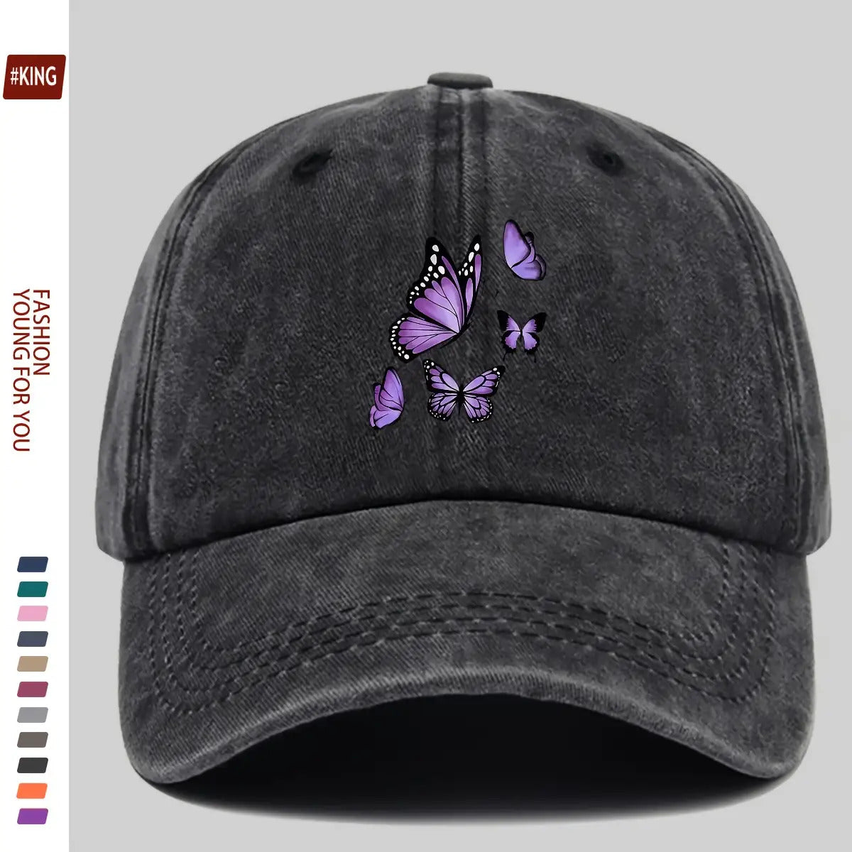 1pc Mother's Day Gift Gorgeous Butterfly Print Baseball Cap Comfortable Breathable Adjustable Size Youth Couple Skateboard Cap Beach Sunshade Seaside Party Travel Suitable for Playing Badminton, Golf, and Other Indoor Sports Suitable as a Birthday Ho