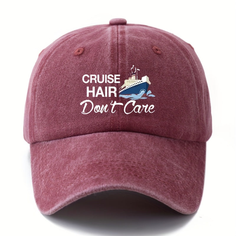 Unisex Polyester Baseball Cap by MAKEFGE, Featuring a Casual 'Hair Don'T Care' Print, Adjustable Hip-Hop Style with a Curved Brim, Perfect for Outdoor Sports And Truck Driving