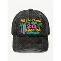Hit The Beach 20th Anniversary Surfboard & Palm Tree - Retro Unisex Hat with -Themed Print, Machine Washable, Suitable for Vacations, Beach Parties, Surfing - 20 Years Celebration