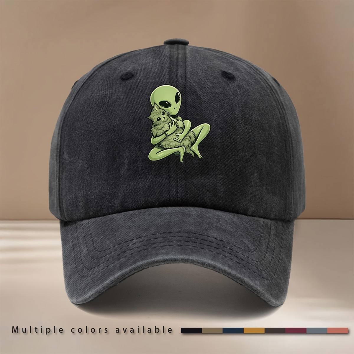 Alien Kitten Pattern Baseball Cap Comfortable Curved Brim Unisex Dad Hat Easy Hip-Hop Hat Fashion Outdoor Casual Hat All-Season Trucker Cap