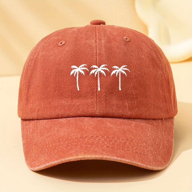 Summer New Trendy Brand Coconut Tree Print Baseball Cap Men's Casual Versatile Duckbill Cap Breathable Outdoor Sports Cap Father's Day Gift for Dad Husband Practical Goodies