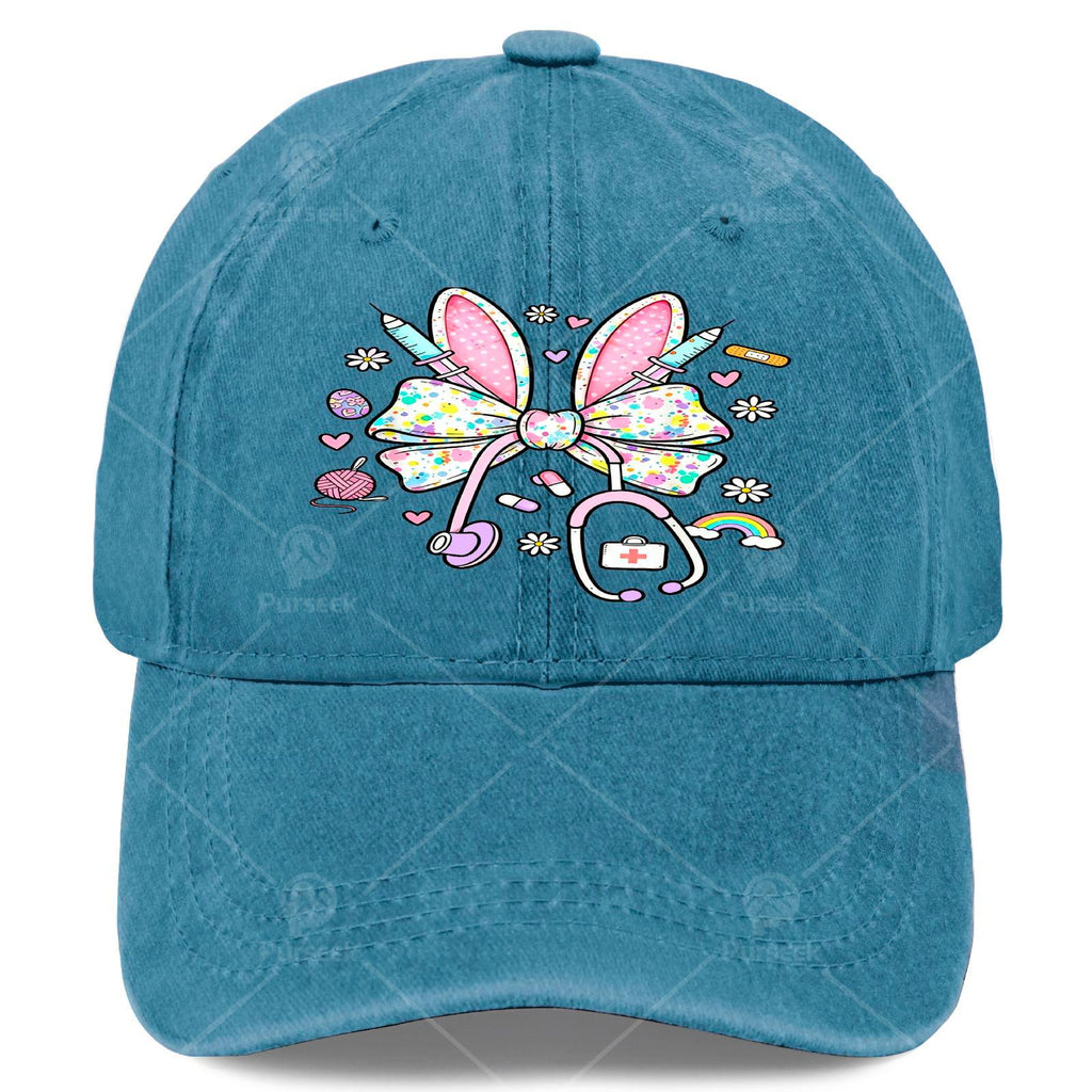 Nurse Stethoscope Baseball Cap - Retro Printed Full Body Iconic Symbol, Suitable for Christmas, Games, Nurse Uniforms, Unisex, Hand Wash Or Dry Clean