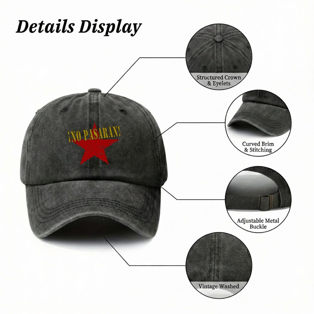 No Pass Political Themed Resistance Art 2026 New Vintage Duckbill Cap Washed Baseball Cap Men'S Printed Outdoor Fashion Hat Unisex