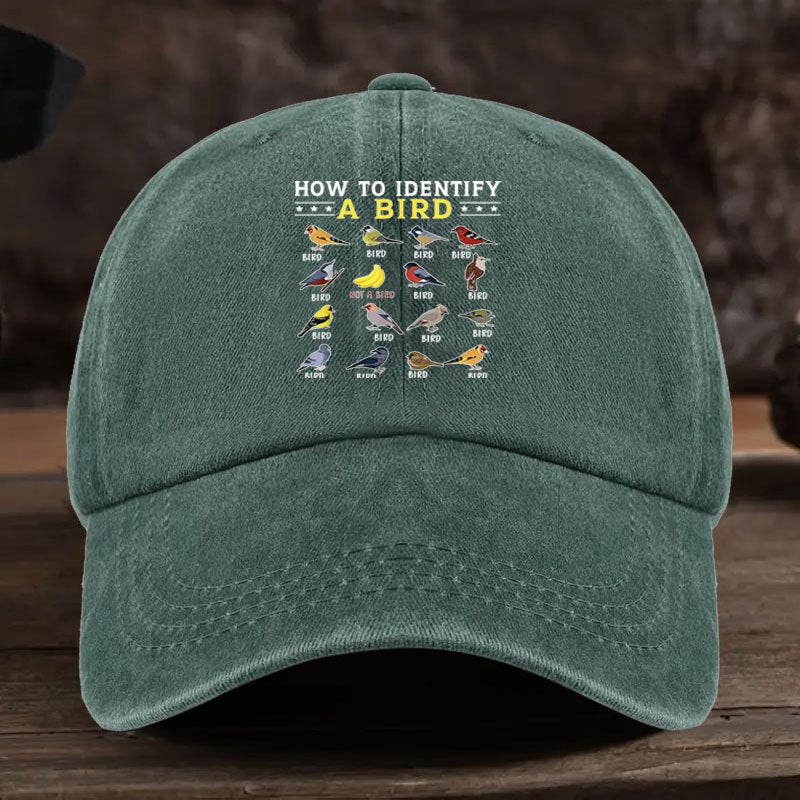 Vintage Washed Distressed Baseball Cap with Bird Print & Curved Brim - Suitable for Outdoor Activities, Fishing, Camping, Casual Wear, Suitable for Park Strolls, Curved Visor Hat for and Daily Use