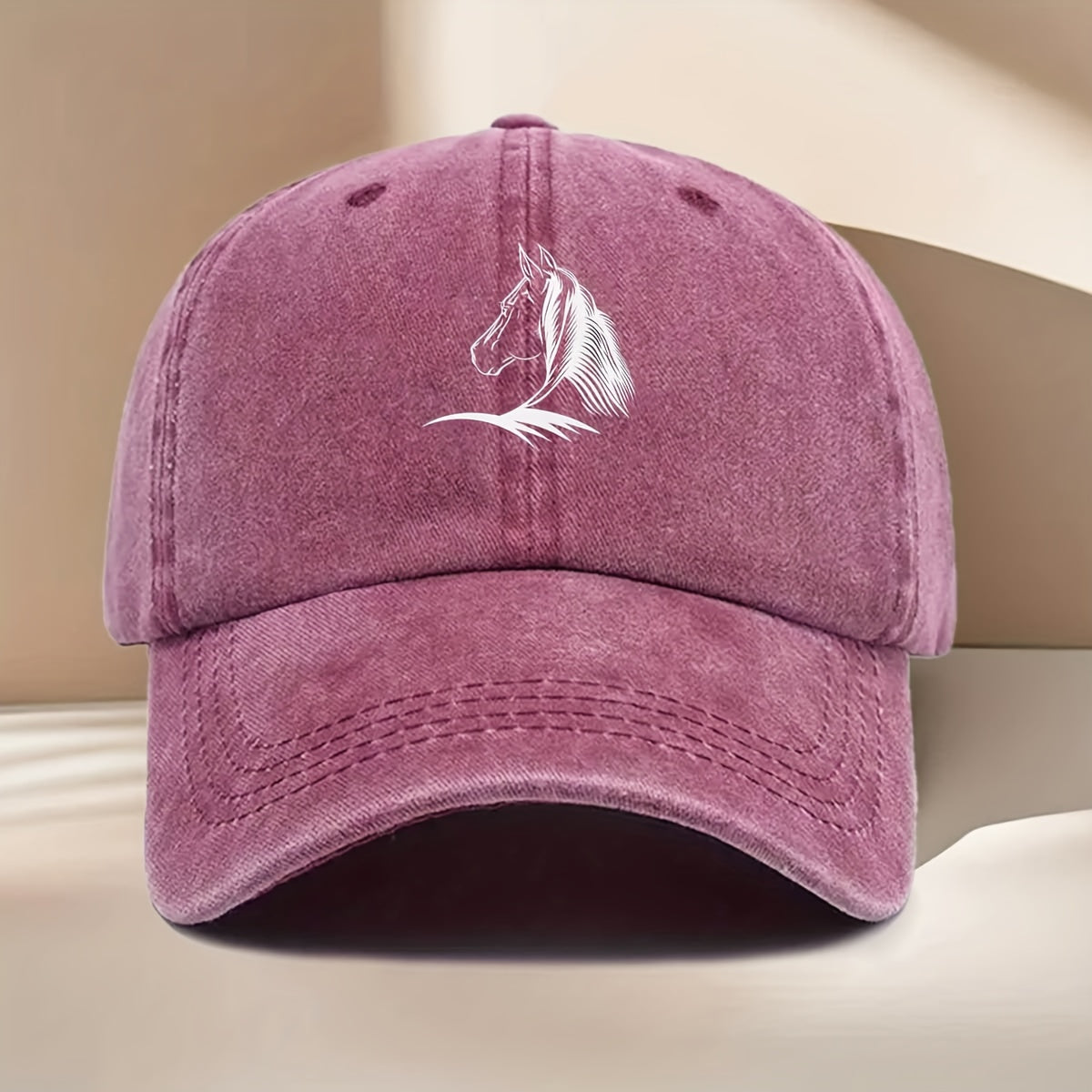 White Horse Line Drawing Print Baseball Cap, Fashionable, Easy, Lightweight, Durable, Unisex, Suitable for All Seasons, Hip-Hop Cap, Suitable for Vacation Travel, Playing And Checking In, Daily Outings, Outdoor Sports And Other Occasions