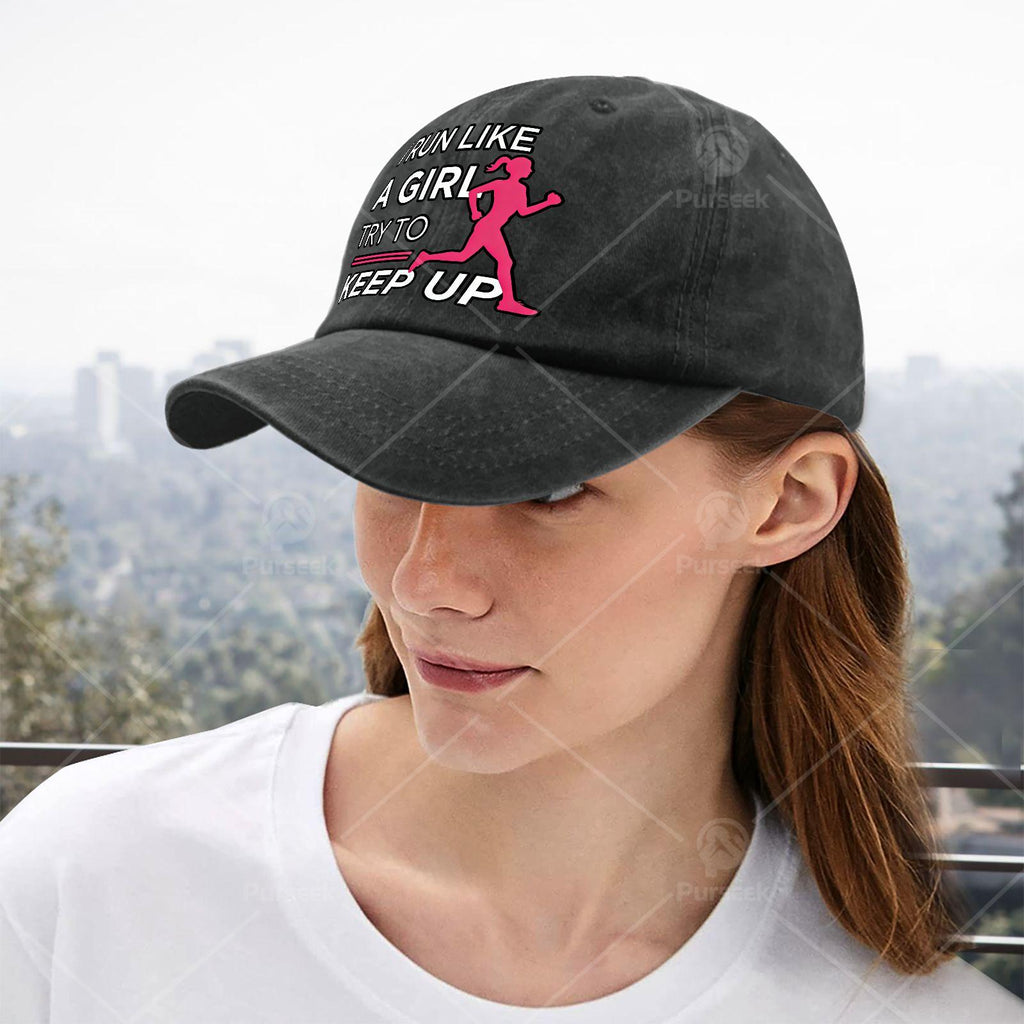 Female Runners I Run Like a Girl Try to Keep Up Baseball Hat Unisex Aesthetic