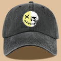 1pc Creative Smiling Face Half Skull Print Baseball Cap, Urban Casual Headwear, Individual All-Match Casual Clothing Accessory, Men And Women Outdoor Universal Dad Hat, Adjustable Size, Breathable Comfortable Vintage Black Papa Trucker Hat