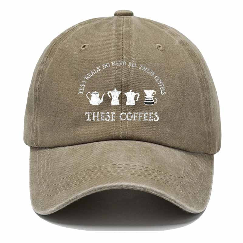 Fashion Baseball Cap with Four Coffee Utensil Patterns, Daily Match for Coffee Lovers