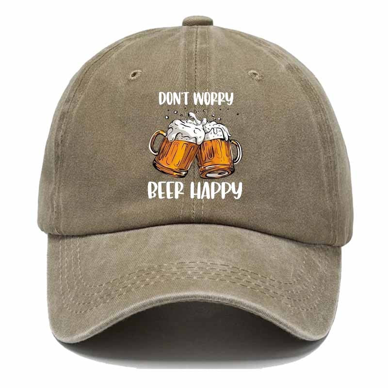Men'S Relaxed Beer Baseball Cap - Featuring Prints of "Don'T Worry" And "Beer Happy" Along with a Beer Mug Design, Ideal for Casual Outfits, Outdoor Events, And Camping, This Playful Cap Is a Sturdy Head Accessory