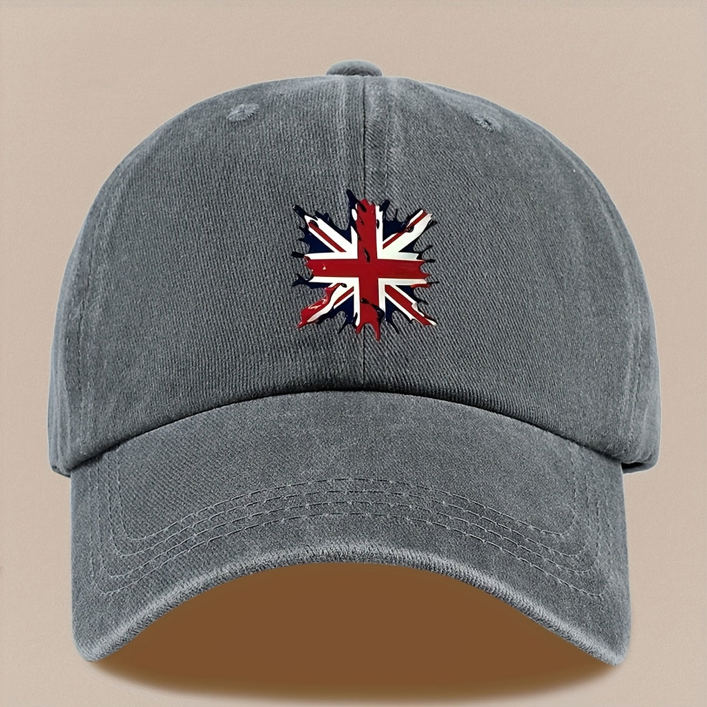 A Lightweight And Breathable Baseball Cap Featuring a "Union Jack" Pattern, Suitable for Both Men And Women. This Vintage-Style Dad Hat Is Adjustable And Perfect for Outdoor Activities Like Truck Driving, Graduation, Beach Outings, Sports, Hiking