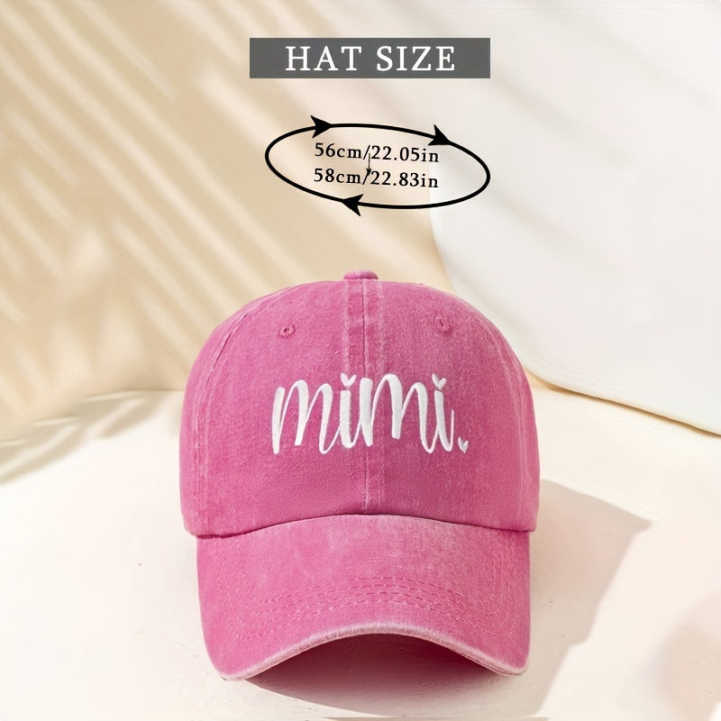 Unisex Y2K Style Embroidered MIMI Washed Baseball Cap, Suitable for Outdoor Sports And Everyday Wear