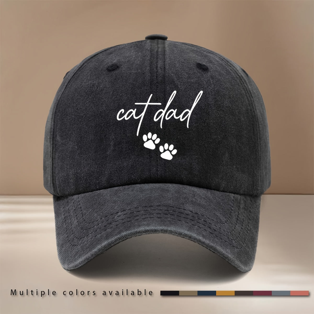 Cat Dad Two Paw Print Pattern Baseball Cap with Textured Feel, Adjustable Size, Hip-Hop Hat, Unisex Trucker Hat for Vacation, Travel, Dinner Parties, Camping, Comfortable and Lightweight Snapback Cap, Simple and  Curved Brim Hat