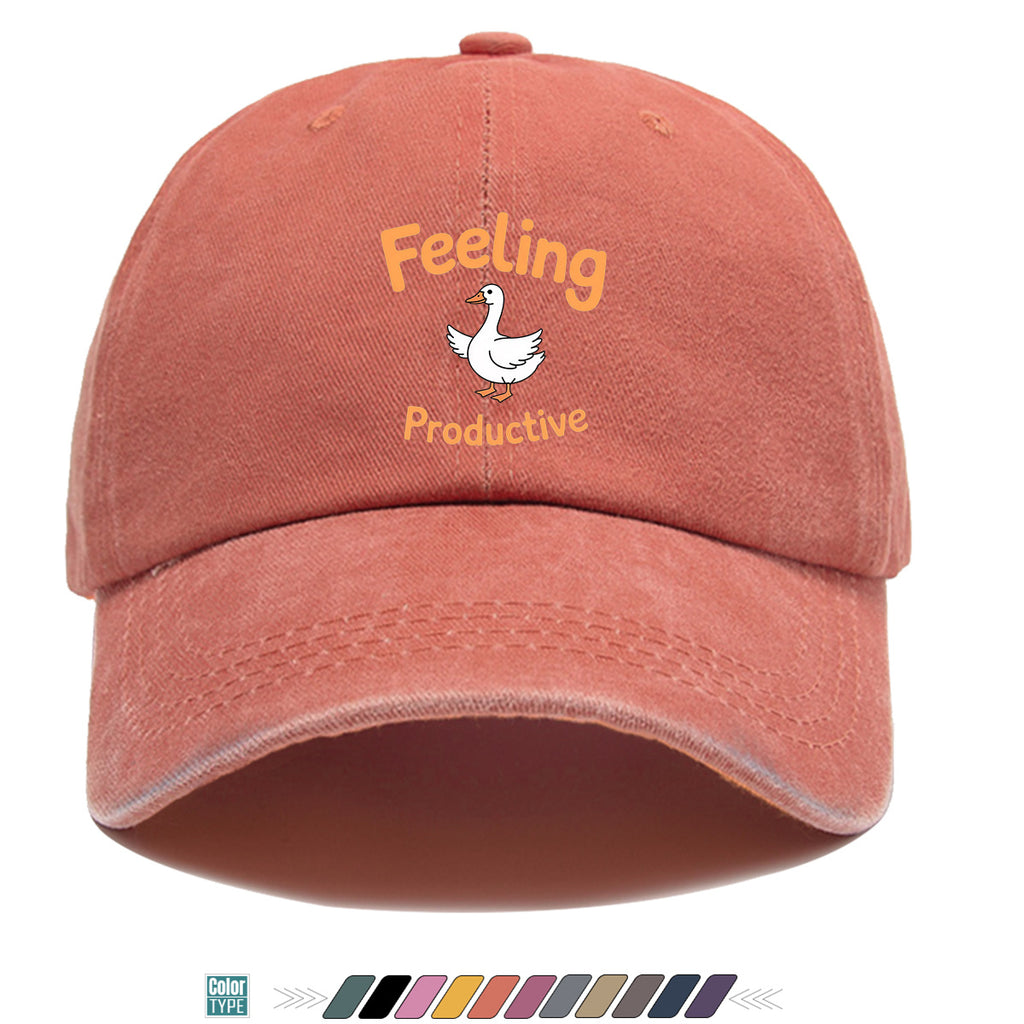 1pc Fun Duck "Feeling Productive" Printed Baseball Cap, Comfortable and Breathable Sun Hat, Stylish, Simple, and Beautiful, Unisex Adjustable Baseball Cap, Trucker Hat, Beach Vacation Hat, Suitable for Outdoor Fishing, Hunting, Vacations