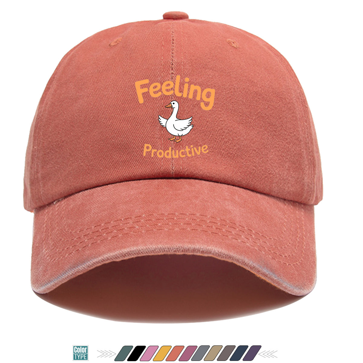1pc Fun Duck "Feeling Productive" Printed Baseball Cap, Comfortable and Breathable Sun Hat, Stylish, Simple, and Beautiful, Unisex Adjustable Baseball Cap, Trucker Hat, Beach Vacation Hat, Suitable for Outdoor Fishing, Hunting, Vacations