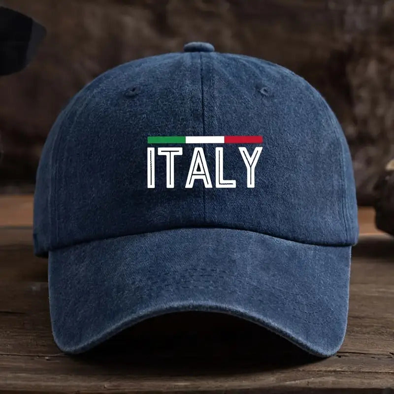 A Stylish And Adaptable Baseball Cap with a Fun Italian Letter Print, Perfect for Outdoor Activities for Men