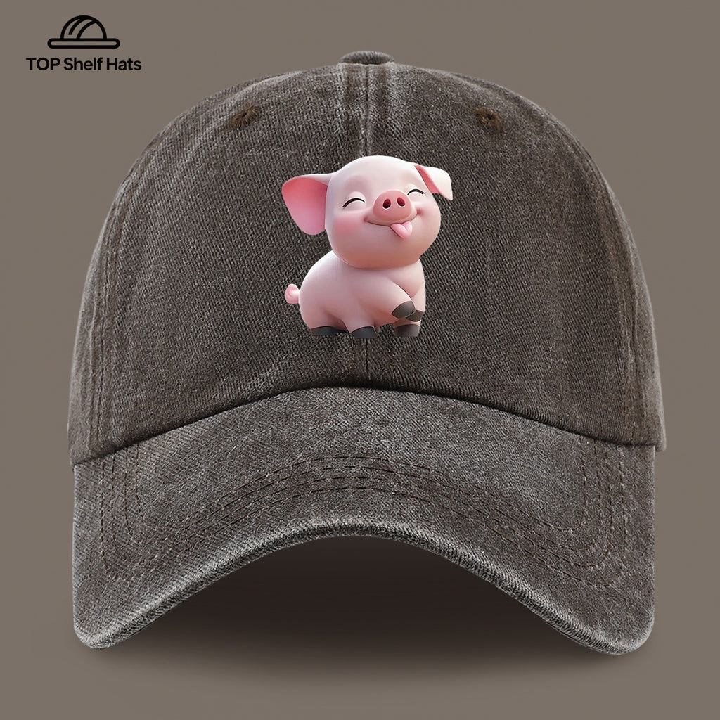 1pc Cute Tender Pink Pig Print Casual Baseball Cap, Lightweight, Comfortable, And Breathable, Adjustable Size, Perfect Valentine'S Day Gift for Partners, Unisex Outdoor Wear And Casual Fashion Accessory, Ideal for Parents' Beach Vacation Sun Hat