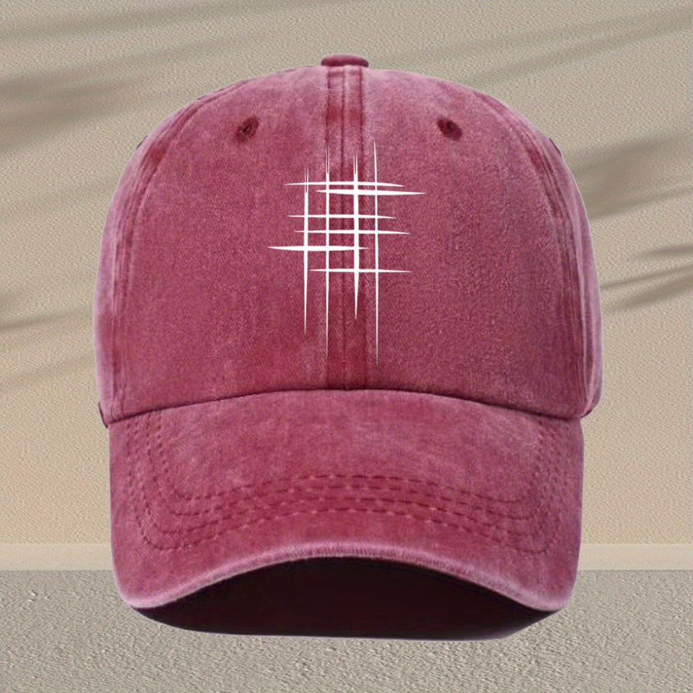 Men'S Vintage Washed Baseball Cap - Adjustable, Lightweight, Geometric Print Design, Essential for Casual Outfits, Available in Multiple Styles, Non-Stretch Fabric, Great Gift Option