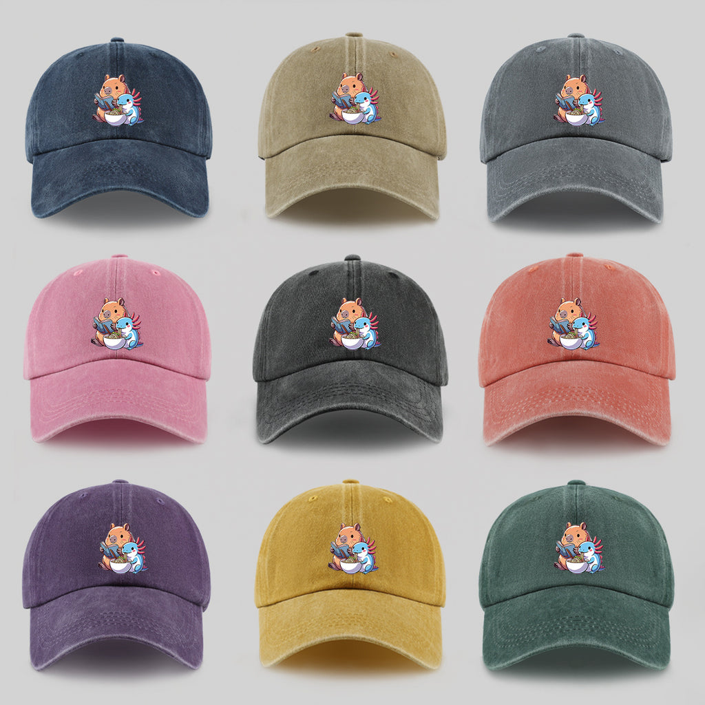1pc Cap Compatible for Women & Men - Capybara & Salamander Print Adjustable Snapback, Lightweight Breathable Unisex Outdoor Hat with Capybara & Salamander, Valentine'S Gift, Casual Wear For, Beach, Daily Use (Ideal for For)